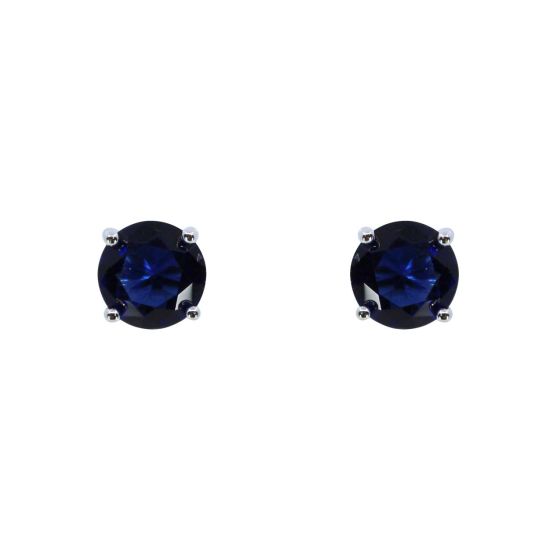 925 Silver Sapphire CZ Stud Earrings
