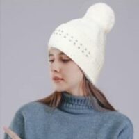 White Sparkle and Sequin Pompom Hat