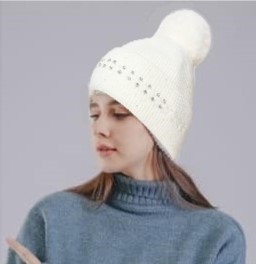 White Sparkle and Sequin Pompom Hat