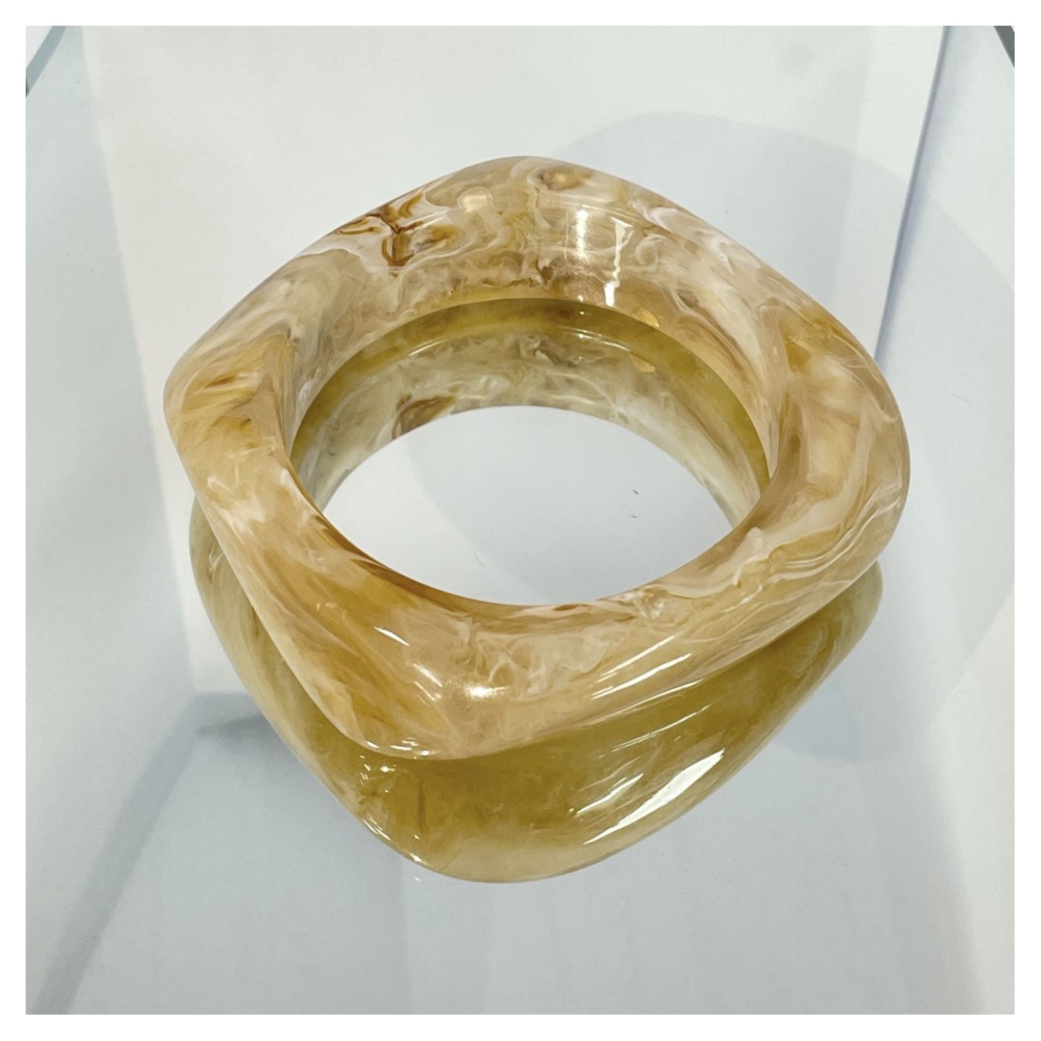 Beige Marbled Square Retro Bangle - Image 3