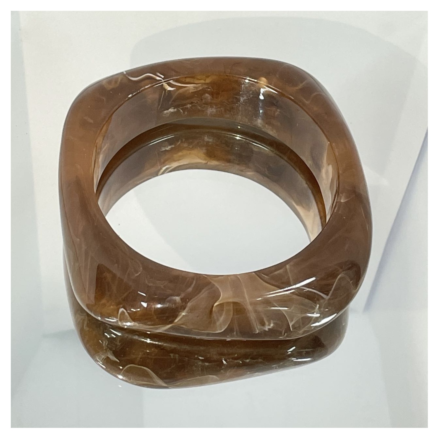 Brown Marbled Square Retro Bangle - Image 3