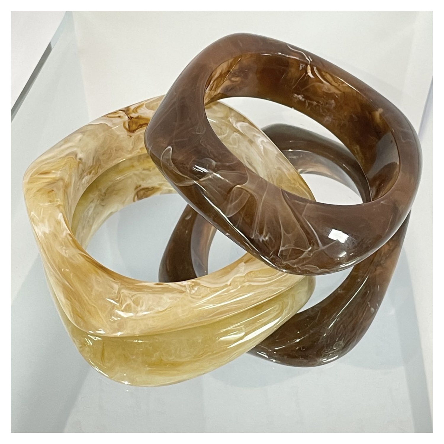 Beige Marbled Square Retro Bangle - Image 4