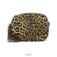 Animal Print Camera Leather Crossbody Bag