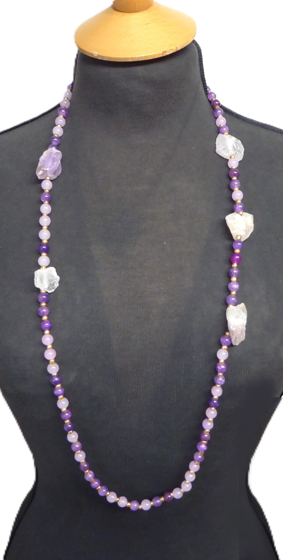 Long Rose Quartz Necklace