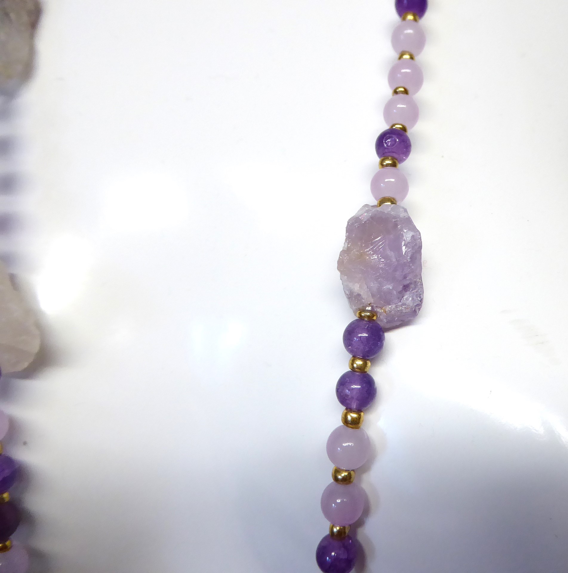Long Rose Quartz Necklace and Bracelet Set - Image 4