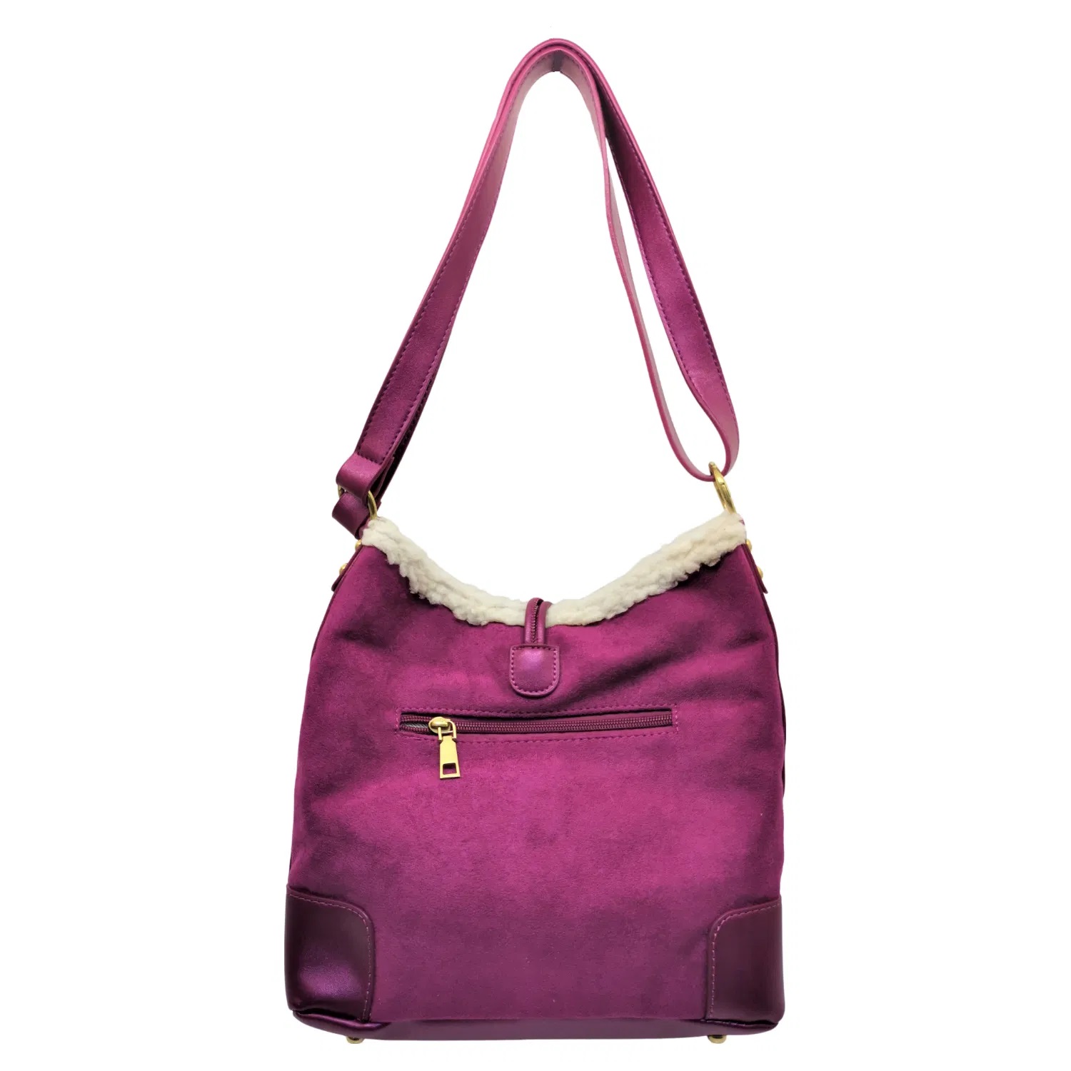 Soft Faux Fur Edge Messenger Bag - Image 11