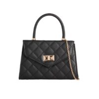 Black Textured Quilted Clutch Bag