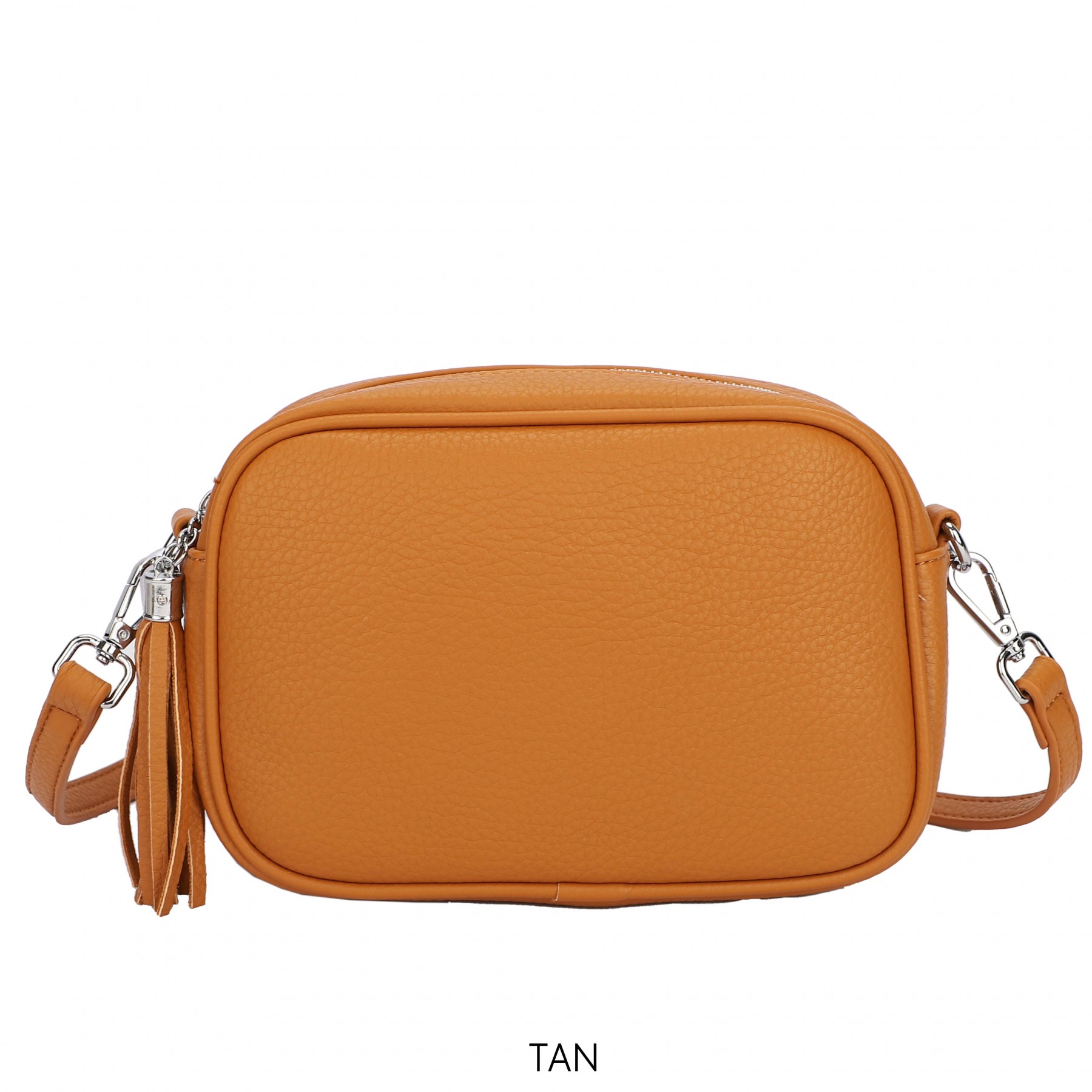 Tan Faux Leather Camera Crossbody Bag