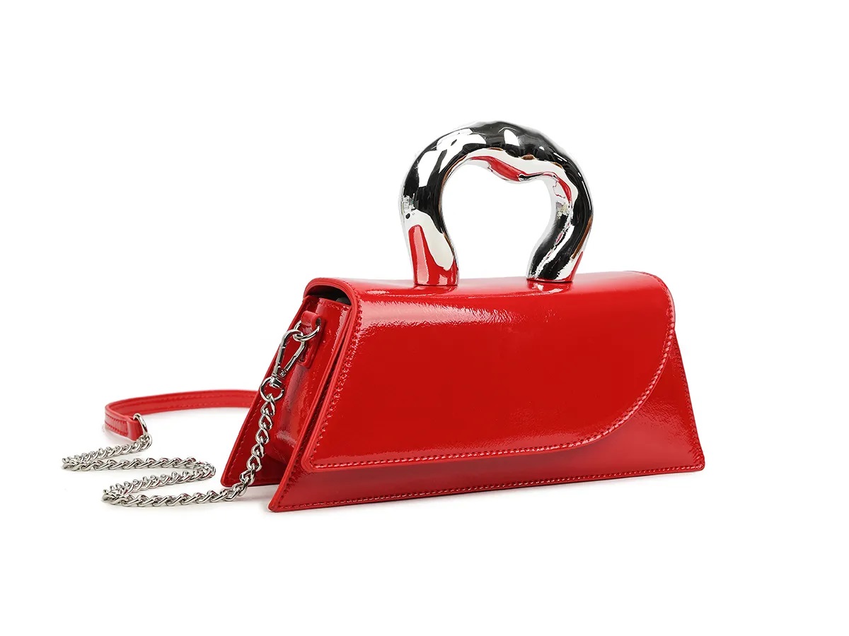 White Patent Vintage Style Clutch Bag - Image 2