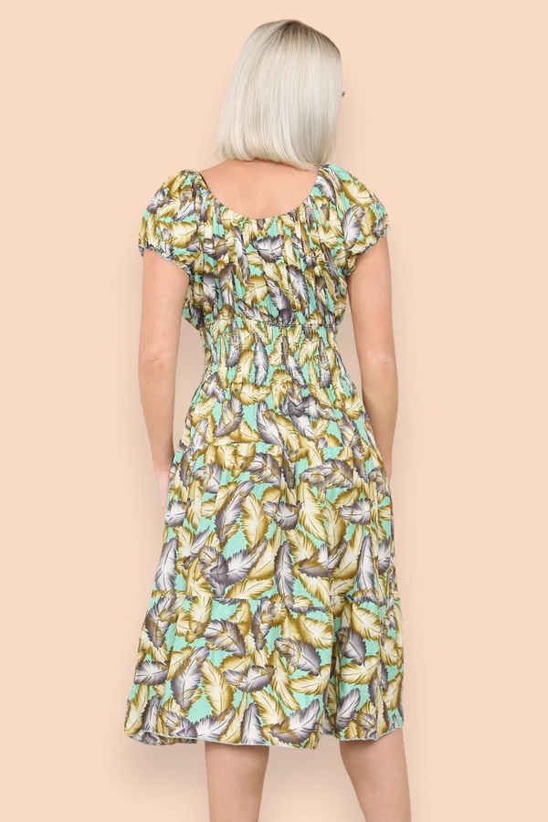 Feather Printed Bardot Midi Dress - Image 4