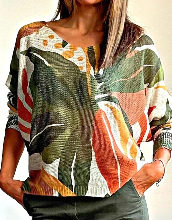 Pink Tropical Fine Knit Top - Image 2