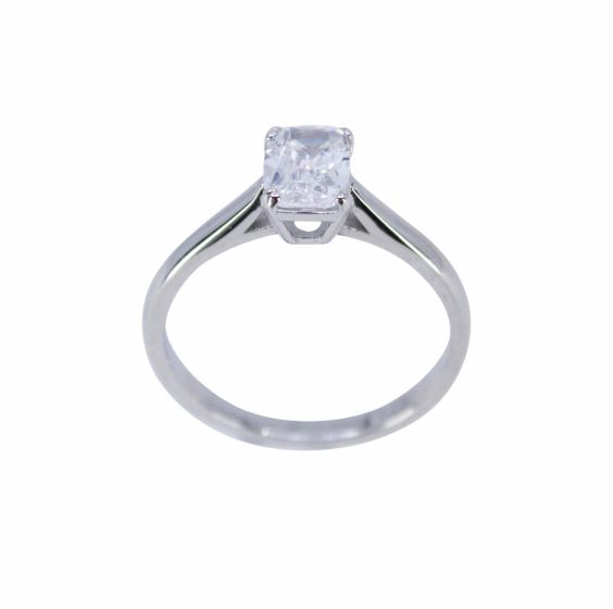 925 Silver Baguette Solitaire CZ Ring