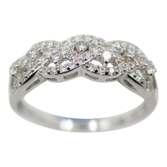 925 Silver Clear CZ Intertwining Ring