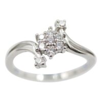 925 Silver Clear CZ Twist Flower Ring