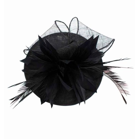 Black Sinamay Feather Hatinator