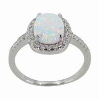 925 Silver White Opal Oval Ring