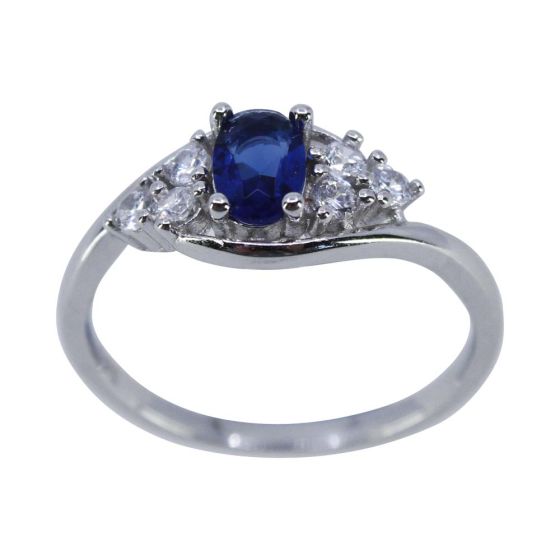 925 Silver Sapphire CZ Ring