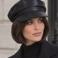 Shiny Black Baker Boy Hat