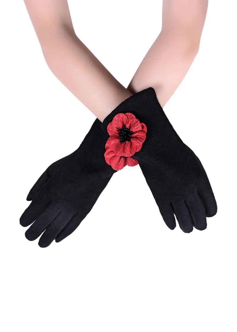 3D Poppy Flower Touchscreen Gloves - Image 3