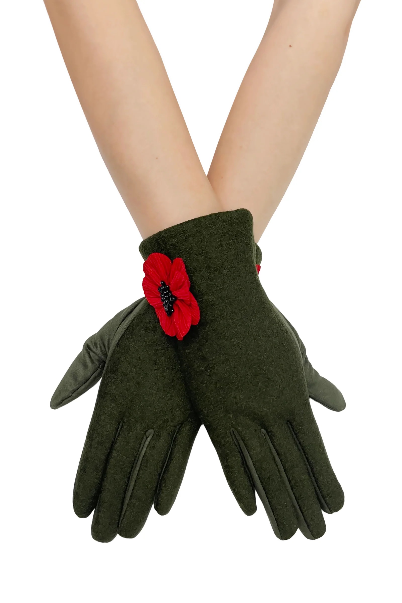 3D Poppy Flower Touchscreen Gloves - Image 5