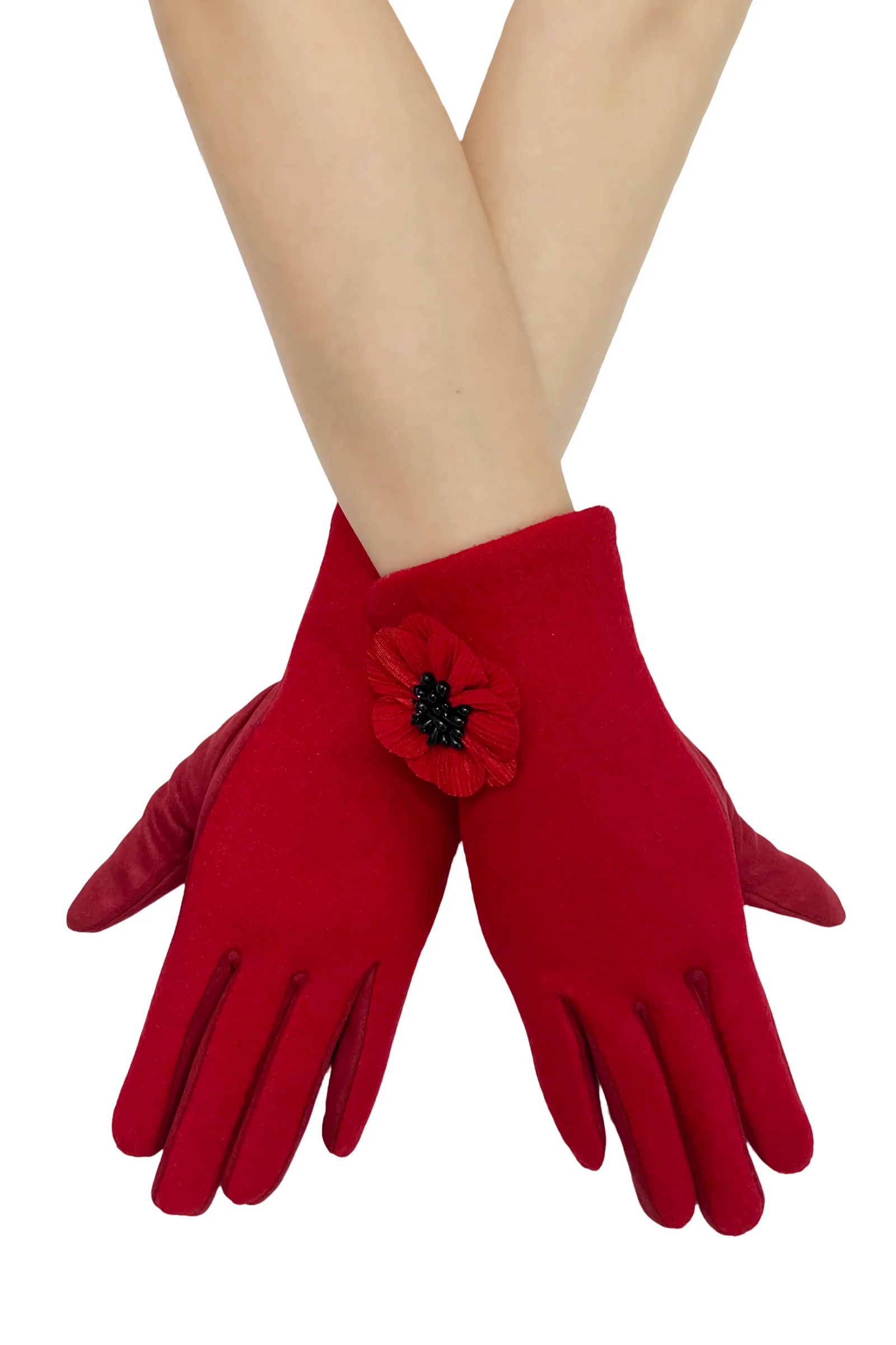 3D Poppy Flower Touchscreen Gloves - Image 9