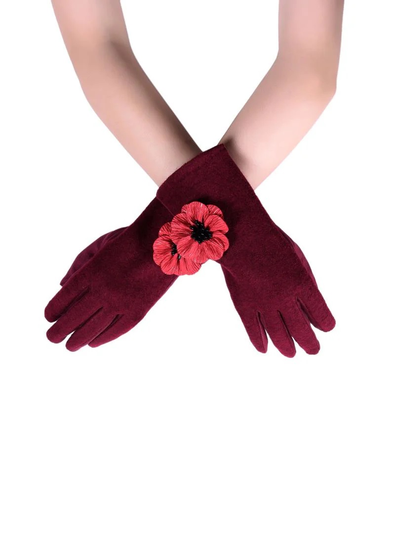 3D Poppy Flower Touchscreen Gloves - Image 11
