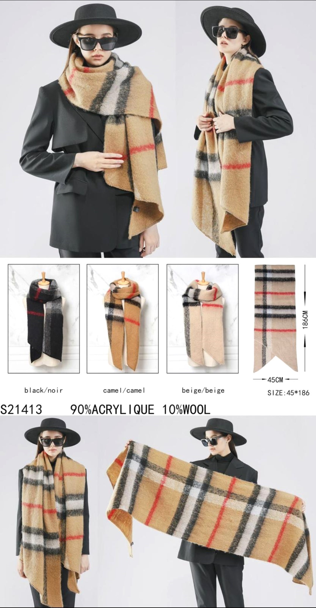 Multicoloured Check Winter Scarf