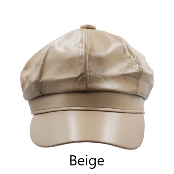 Leatherette Baker Boy Hat - Image 4