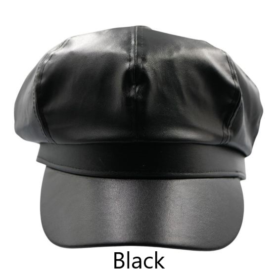 Leatherette Baker Boy Hat - Image 5