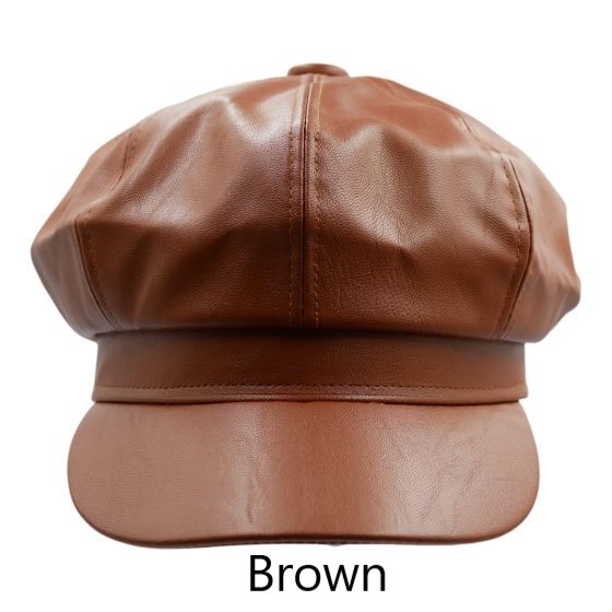 Leatherette Baker Boy Hat - Image 6