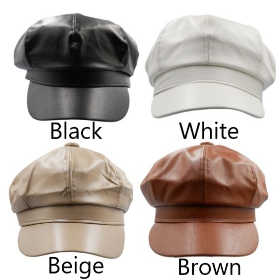 Leatherette Baker Boy Hat