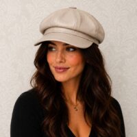Leatherette Baker Boy Hat