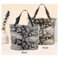 Alpini Double Handles Fluffy Tote Bag with Animal Prints JS4904 Both Colours