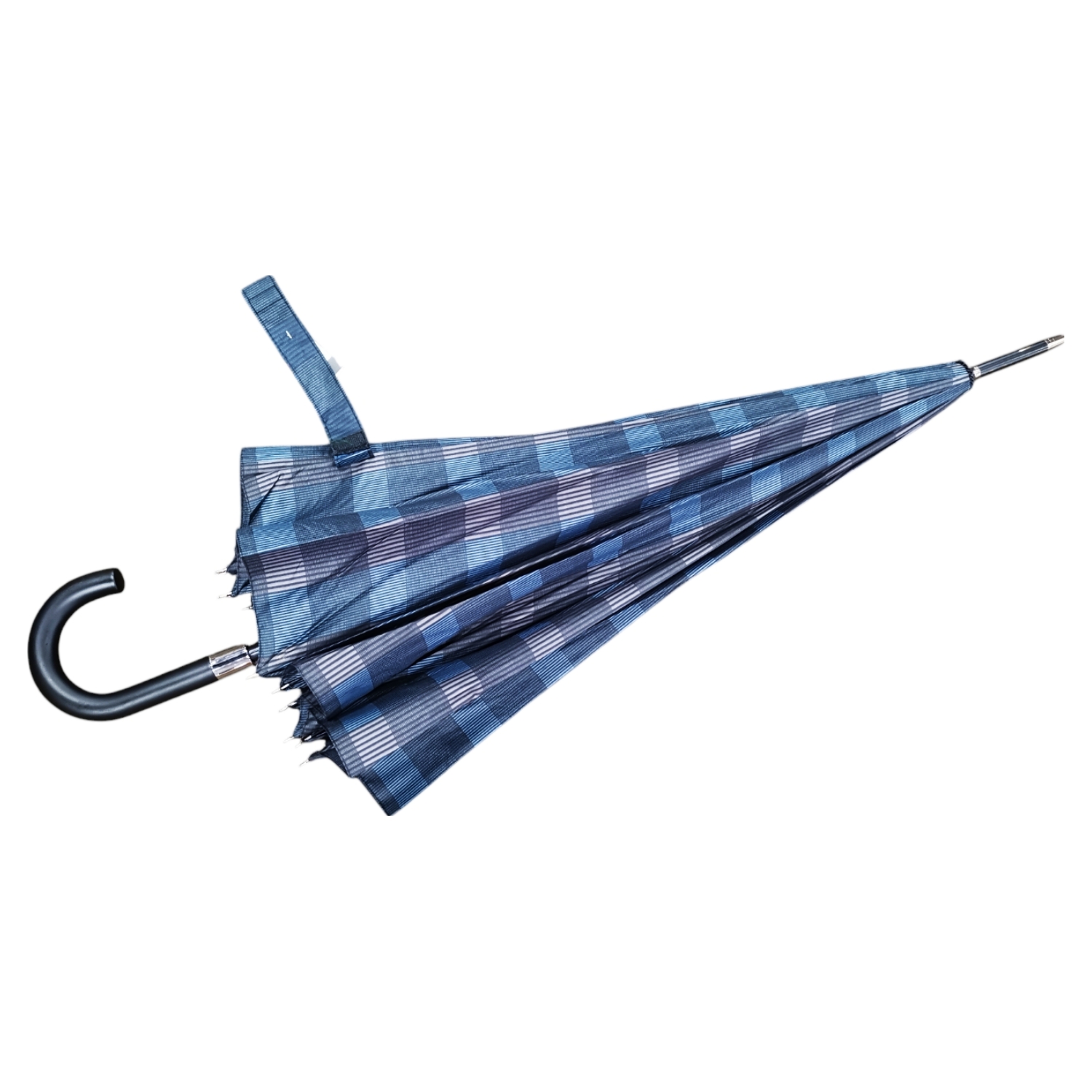 Black Checked Print Long Umbrella - Image 5