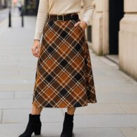 Coloured Check Suedette A-line Skirt