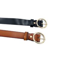 Genuine Leather Round Buckle Belt