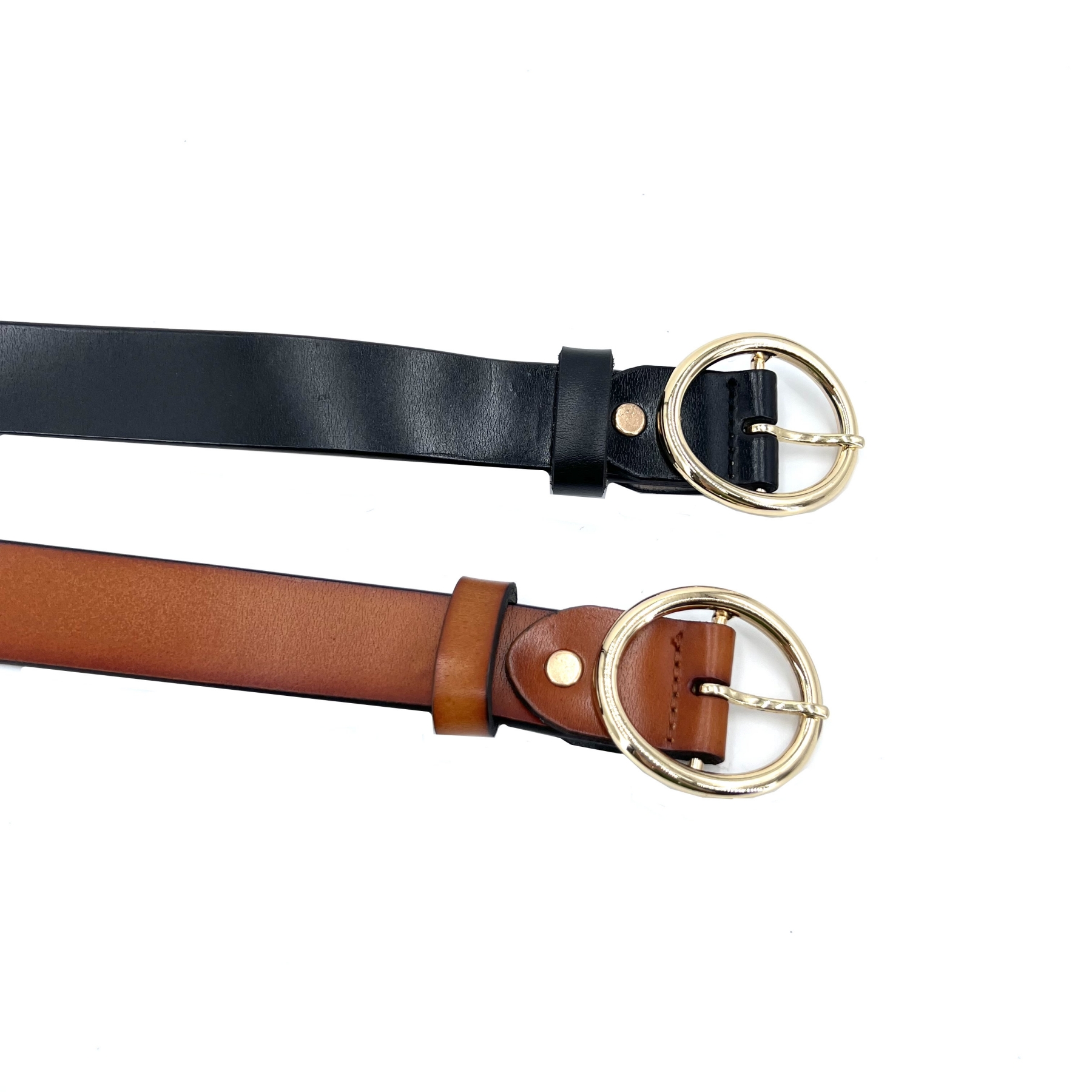 Genuine Leather Round Buckle Belt