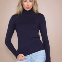 Navy Classic Polo Neck Knit Jumper