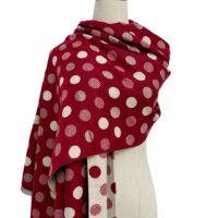 Polka Dot Reversible Wool Frayed Scarf