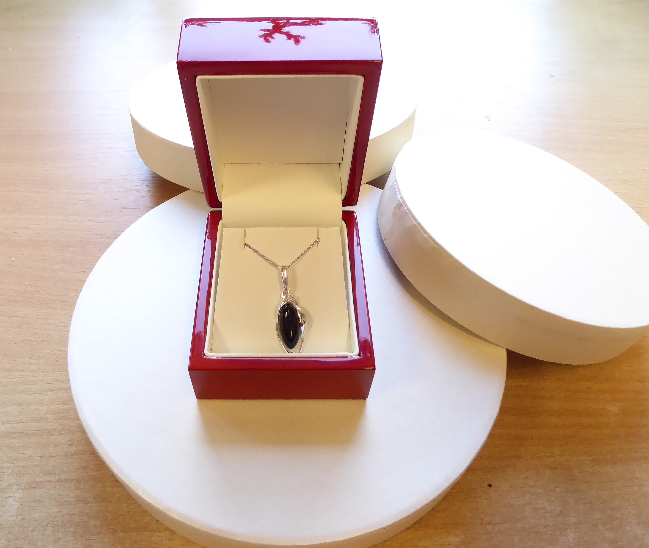 925 Silver Whitby Jet Pendant Necklace