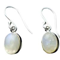 925 Silver Oval Rainbow Moonstone Earrings