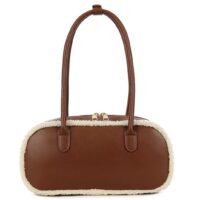 Faux Leather and Sheepskin Trim Bag