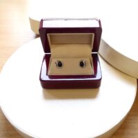 925 Silver Swirl Oval Whitby Jet Stud Earrings