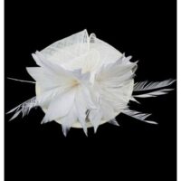 Linen White Sinamay Feather Hatinator