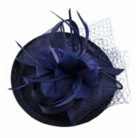 Navy Blue Sinamay Feather and Net Hatinator