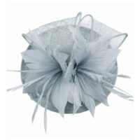 Silver Grey Sinamay Feather Hatinator