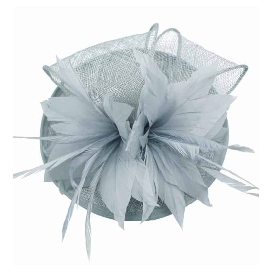Silver Grey Sinamay Feather Hatinator