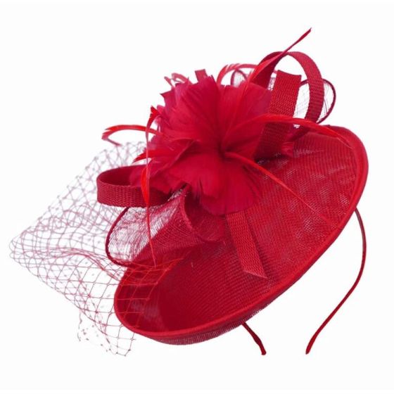 Navy Blue Sinamay Feather and Net Hatinator - Image 3