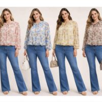 Bubble Hem Floral Blouse Top