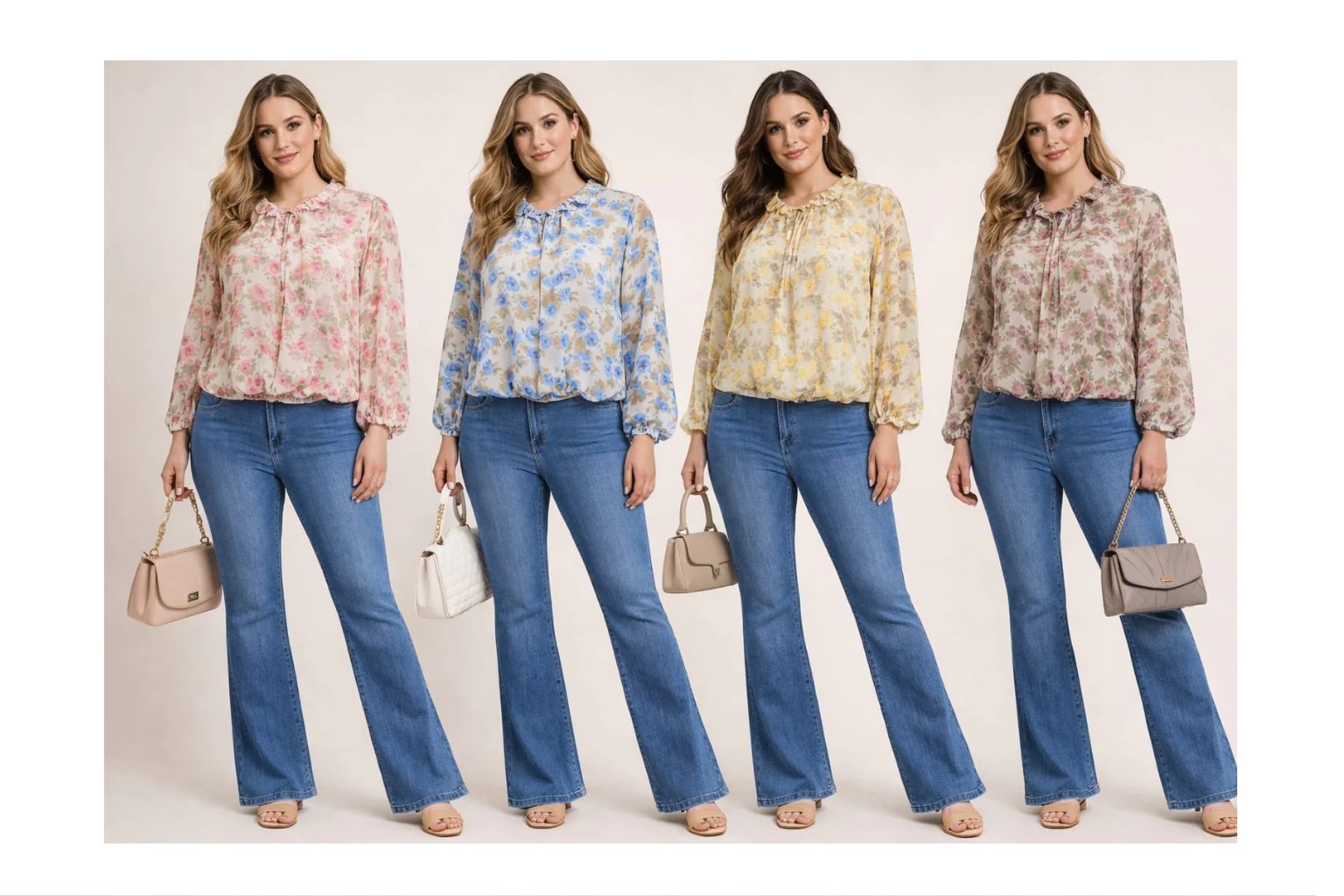 Bubble Hem Floral Blouse Top